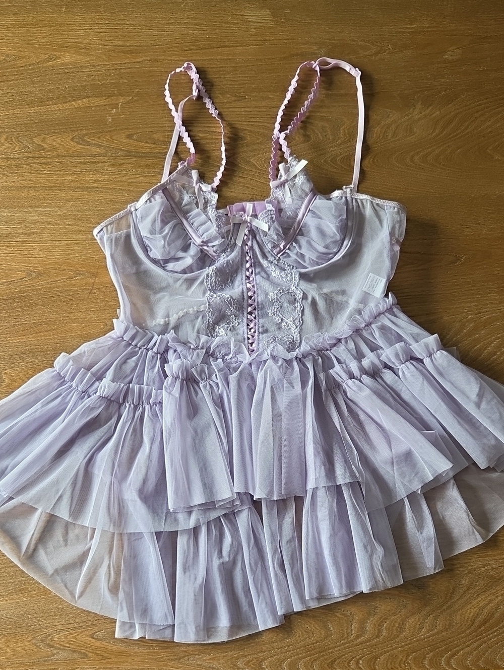 Lavender Lace Ruffle Babydoll Chemise - Women's Intimates